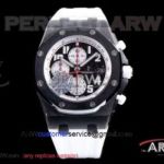 JF Factory Audemars Piguet Royal Oak Offshore 42MM Swiss 7750 Watches - Black Dial White Rubber Strap
